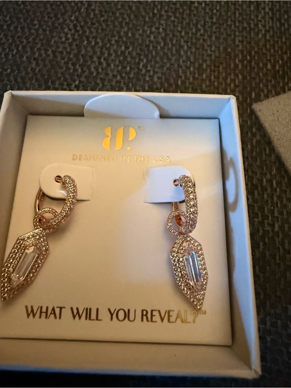 Rose Gold Crystal Drop Earrings - April birthday